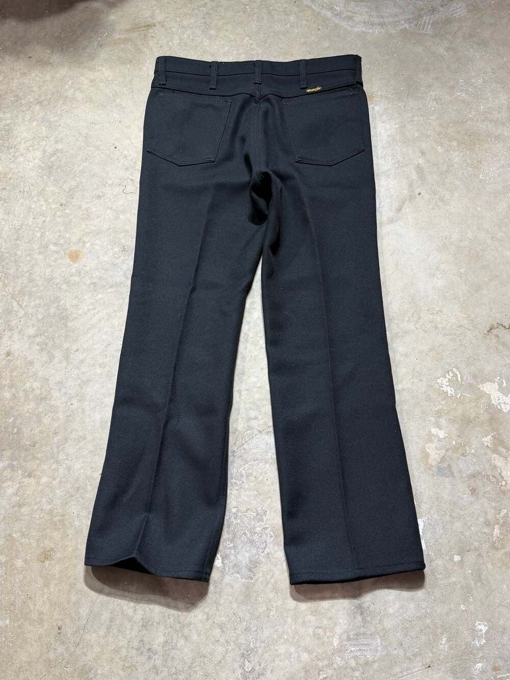 Vintage Wrangler Wrancher Dress Pants Black Polyester Made in USA 34x30